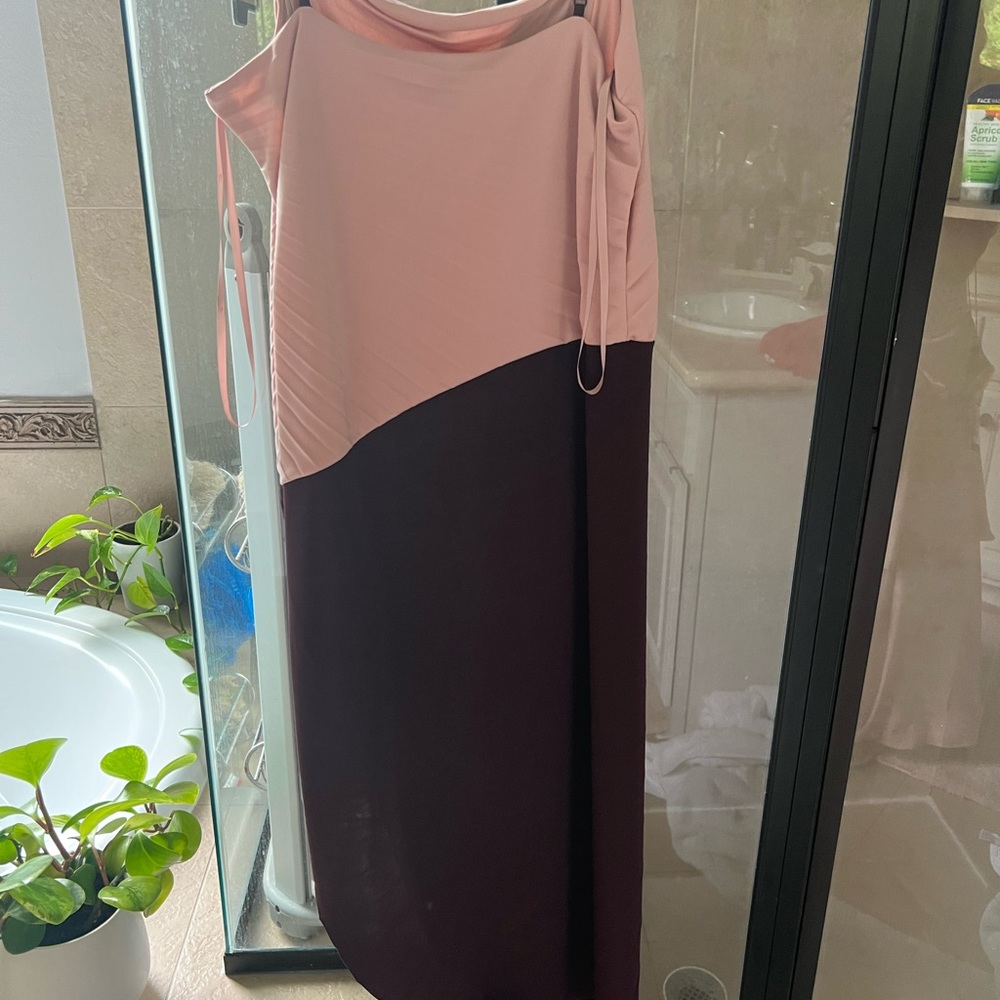 Halston Heritage Assymetrical Pleated two colors Dress